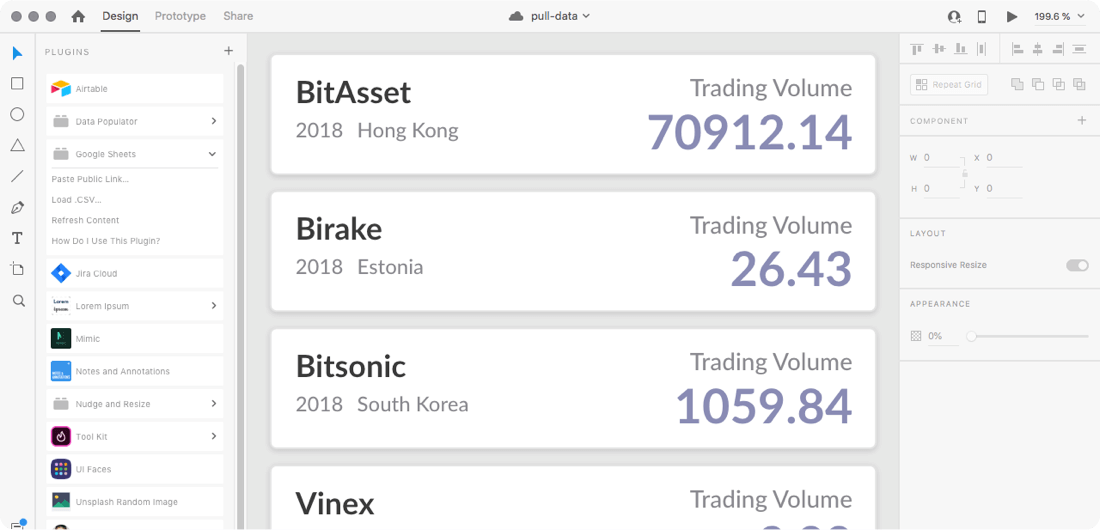 designing with live data in adobe XD
