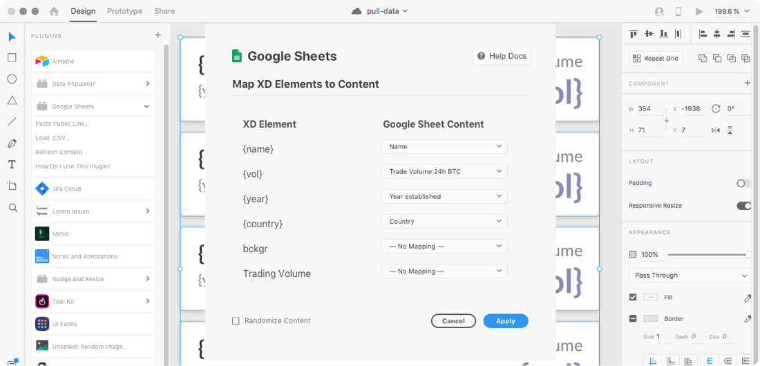 designing with live data in adobe XD