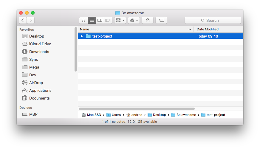 Screenshot 1: Click and drag that folder item over onto the terminal window...