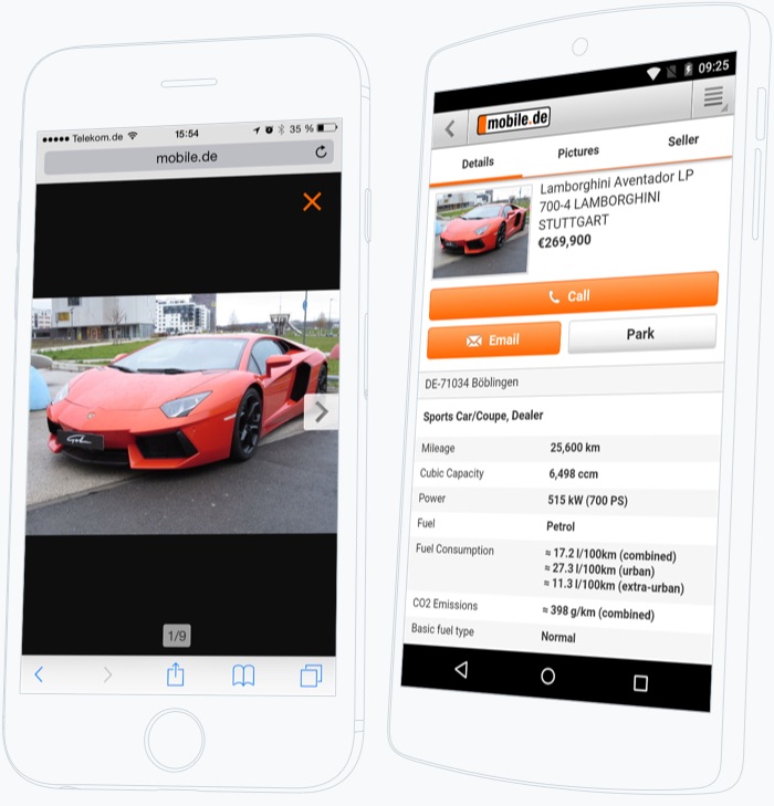Mobile.de, interaction design and visual design